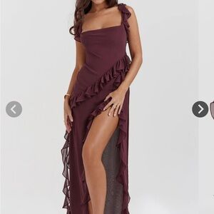 Asymmetrical dress with Square Neck and Slit